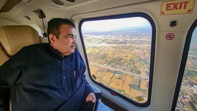 Union minister Nitin Gadkari conducts an aerial survey of the 212-km 6-lane Delhi-Dehradun Greenfield Access Controlled Expressway. (PTI) Union minister Nitin Gadkari conducts an aerial survey of the 212-km 6-lane Delhi-Dehradun Greenfield Access Controlled Expressway. (PTI)