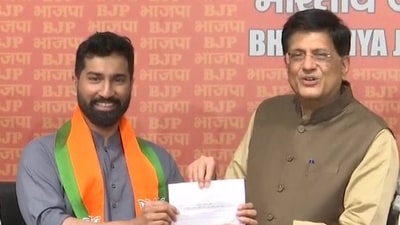 Anil Antony with Union minister Piyush Goyal after joining the Bharatiya Janata Party. (Twitter/ANI) Anil Antony with Union minister Piyush Goyal after joining the Bharatiya Janata Party. (Twitter/ANI)