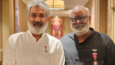 SS Rajamouli with MM Keeravani after Padma awards ceremony. SS Rajamouli with MM Keeravani after Padma awards ceremony.