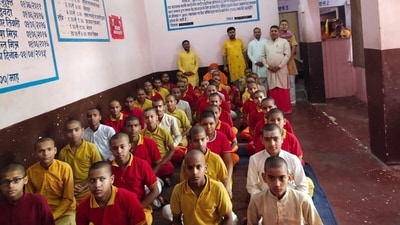 Students studying Sanskrit at a Sanskrit School in Prayagraj. Students studying Sanskrit at a Sanskrit School in Prayagraj.