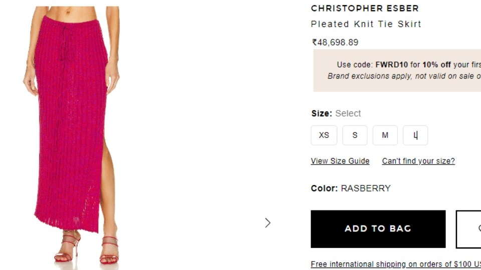 The price of the skirt Priyanka Chopra wore. (fwrd.com) The price of the skirt Priyanka Chopra wore. (fwrd.com)
