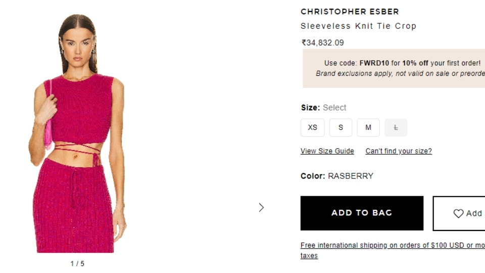 The price of the top Priyanka Chopra wore. (fwrd.com) The price of the top Priyanka Chopra wore. (fwrd.com)