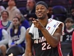  Miami Heat forward Jimmy Butler (22) on the bench late during the fourth quarter of win against the Philadelphia 76ers at Wells Fargo Center. Mandatory Credit: Eric Hartline-USA TODAY Sports
