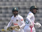 Bangladesh's Mushfiqur Rahim (R) and Mominul Haque run between the wickets during the fourth day of the Test cricket match between Bangladesh and Ireland at the Sher-e-Bangla National Cricket Stadium in Dhaka on April 7, 2023. (Photo by Munir uz ZAMAN / AFP) Bangladesh's Mushfiqur Rahim (R) and Mominul Haque run between the wickets during the fourth day of the Test cricket match between Bangladesh and Ireland at the Sher-e-Bangla National Cricket Stadium in Dhaka on April 7, 2023. (Photo by Munir uz ZAMAN / AFP)