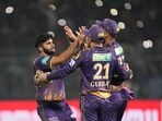 Kolkata Knight Riders' Shardul Thakur celebrates the dismissal of Royal Challengers Bangalore's Michael Bracewell during the Indian Premier League (IPL) cricket match between Royal Challengers Bangalore and Kolkata Knight Riders in Kolkata, India, Thursday, April 6, 2023. (AP Photo/Bikas Das)