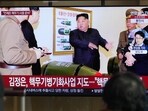 A TV screen shows an image of North Korean leader Kim Jong Un during a news program at the Seoul Railway Station in Seoul, South Korea, Tuesday, March 28, 2023.