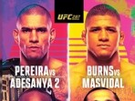 In the main event, Champion Alex Pereira will defend his middleweight title against No.1 ranked Israel Adesanya. In the main event, Champion Alex Pereira will defend his middleweight title against No.1 ranked Israel Adesanya.
