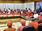 File photo of former Karnataka CM Siddaramaiah meeting the Lingayat community Seers at Vidhana Soudha in Bengaluru.