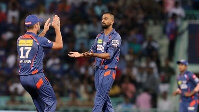 Initially, SRH posted 121/8 in 20 overs, with Krunal Pandya taking three wickets for LSG and Amit Mishra bagging two. (IndianPremierLeague twitter) Initially, SRH posted 121/8 in 20 overs, with Krunal Pandya taking three wickets for LSG and Amit Mishra bagging two. (IndianPremierLeague twitter)