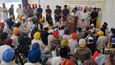 Akal Thakt jathedar Giani Harpreet Singh addressing gathering during the meeting with media persons at Takht Sri Damdama Sahib in Talwandi Sabo in Bathinda. (Sanjeev Kumar/HT) Akal Thakt jathedar Giani Harpreet Singh addressing gathering during the meeting with media persons at Takht Sri Damdama Sahib in Talwandi Sabo in Bathinda. (Sanjeev Kumar/HT)