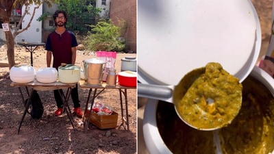 The image shows the student who sells homemade food at Faridabad. (Instagram/@foodyvishal) The image shows the student who sells homemade food at Faridabad. (Instagram/@foodyvishal)