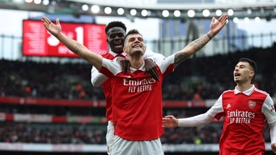 Arsenal's Granit Xhaka celebrates (REUTERS)