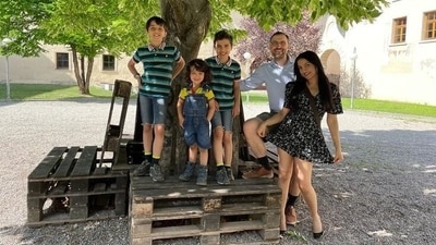 Celina Jaitly with her family. Celina Jaitly with her family.