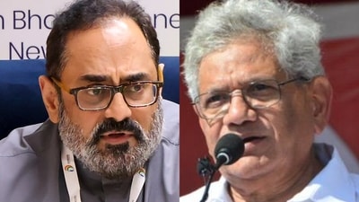Minister of state for electronics and IT Rajeev Chandrasekhar and CPI(M) general secretary Sitaram Yechury Minister of state for electronics and IT Rajeev Chandrasekhar and CPI(M) general secretary Sitaram Yechury