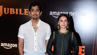 Actor Siddharth accompanied rumoured girlfriend and actor Aditi Rao Hydari at the Jubilee screening. She plays the female lead in the web series. (Varinder Chawla) Actor Siddharth accompanied rumoured girlfriend and actor Aditi Rao Hydari at the Jubilee screening. She plays the female lead in the web series. (Varinder Chawla)