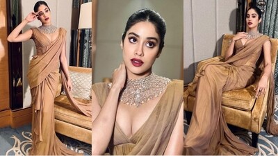 Janhvi Kapoor's saree gown look is a true reflection of her sartorial choices and fashion sense. (Instagram/@Janhvikapoor) Janhvi Kapoor's saree gown look is a true reflection of her sartorial choices and fashion sense. (Instagram/@Janhvikapoor)