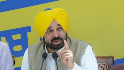 Punjab CM Bhagwant Mann during a press conference in Chandigarh on Friday. Punjab CM Bhagwant Mann during a press conference in Chandigarh on Friday.