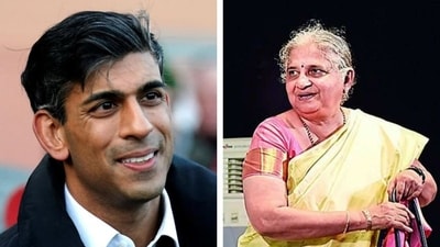 UK PM Rishi Sunak and philanthropist Sudha Murty.