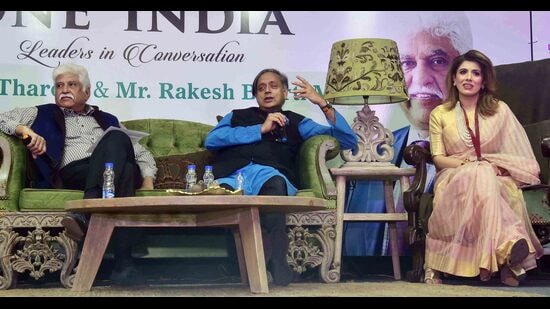 Congress leader Shashi Tharoor at an event in Ludhiana. (Gurpreet Singh/HT)