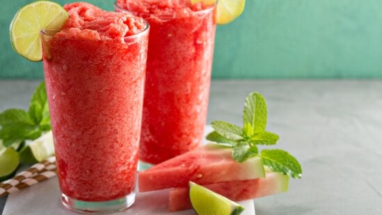 Watermelon Smoothie: Blend watermelon, yogurt, and ice for a refreshing and healthy summer smoothie. This smoothie is not only delicious, but also packed with vitamins and nutrients that are good for your body.(Shutterstock)