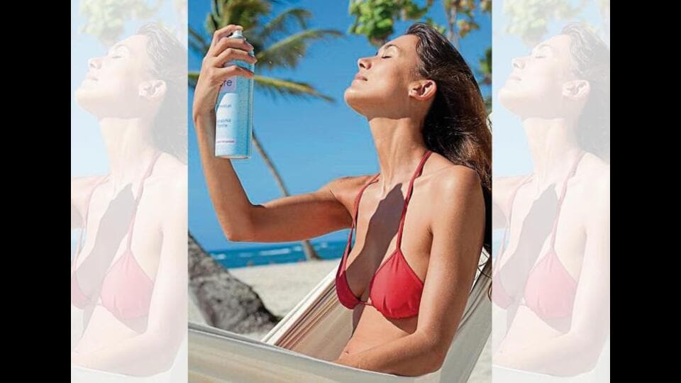 Spray thermal water mists at regular intervals to gently wipe sweat and dust off the face when you are outdoors. (Shutterstock)