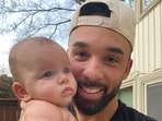 Bartise Bowden with his newborn son