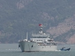 A Chinese warship sails during a military drill near Fuzhou, Fujian Province, near the Taiwan-controlled Matsu Islands that are close to the Chinese coast, China, April 8, 2023. 