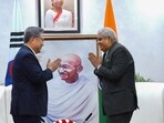Vice President Jagdeep Dhankhar with Foreign Minister of the Republic of Korea Park Jin during a meeting at the Upa-Rashtrapati Nivas, (PTI) Vice President Jagdeep Dhankhar with Foreign Minister of the Republic of Korea Park Jin during a meeting at the Upa-Rashtrapati Nivas, (PTI)