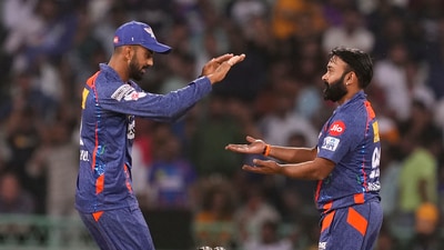 Lucknow: Lucknow Super Giants Captain K L Rahul and Amit Mishra celebrate after dismissal of Adil Rashid of SRH during the IPL 2023 cricket match between Lucknow Super Giants (LGS) and Sunrisers Hyderabad (SRH) at Bharat Ratna Shri Atal Bihari Vajpayee Ekana Cricket Stadium, in Lucknow, Friday, April 7, 2023. (PTI Photo/Vijay Verma) (PTI04_07_2023_000247A) (PTI) Lucknow: Lucknow Super Giants Captain K L Rahul and Amit Mishra celebrate after dismissal of Adil Rashid of SRH during the IPL 2023 cricket match between Lucknow Super Giants (LGS) and Sunrisers Hyderabad (SRH) at Bharat Ratna Shri Atal Bihari Vajpayee Ekana Cricket Stadium, in Lucknow, Friday, April 7, 2023. (PTI Photo/Vijay Verma) (PTI04_07_2023_000247A) (PTI)