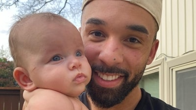 Bartise Bowden with his newborn son (Instagram) Bartise Bowden with his newborn son (Instagram)
