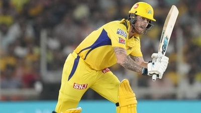Ben Stokes bats during IPL match against Gujarat Titans (AP) Ben Stokes bats during IPL match against Gujarat Titans (AP)