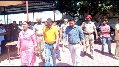 Punjab state minority commission at Pakharpura village of Amritsar to take stock of the situation. (HT Photo)