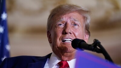 Former President Donald Trump speaks at his Mar-a-Lago estate. (AP) Former President Donald Trump speaks at his Mar-a-Lago estate. (AP)