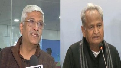Union minister Gajendra Singh Shekhawat (lefft) and Rajasthan chief minister Ashok Gehlot (right) (ANI Photo) (HT_PRINT) Union minister Gajendra Singh Shekhawat (lefft) and Rajasthan chief minister Ashok Gehlot (right) (ANI Photo) (HT_PRINT)