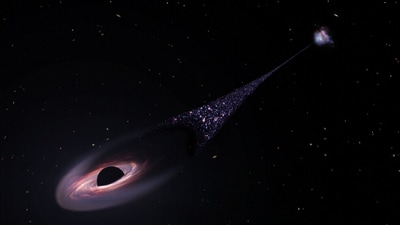 This is an artist's impression of a runaway supermassive black hole. (NASA) This is an artist's impression of a runaway supermassive black hole. (NASA)