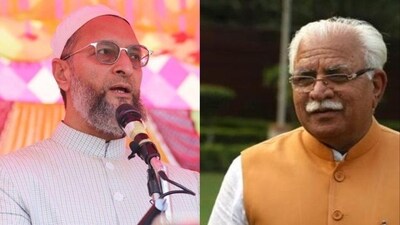 AIMIM MP Asaduddin Owaisi and Haryana chief minister Manohar Lal Khattar. AIMIM MP Asaduddin Owaisi and Haryana chief minister Manohar Lal Khattar.