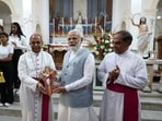 PM Modi at Sacred Heart Cathedral on Easter in Delhi on Sunday. 