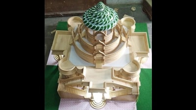 A model of the proposed new Jain temple. (HT Photo) A model of the proposed new Jain temple. (HT Photo)