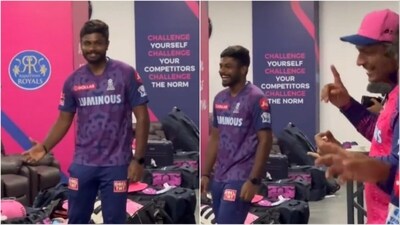 Sanju Samson with Kumar Sangakkara (Twitter) Sanju Samson with Kumar Sangakkara (Twitter)