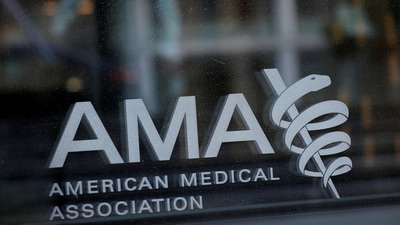 The American Medical Association logo is seen at their office in Washington, D.C, US. (REUTERS)