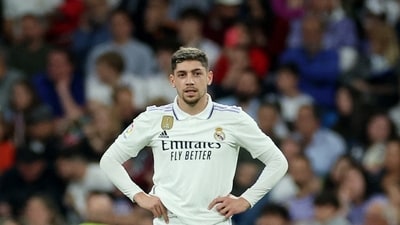 Real Madrid's Federico Valverde looks dejected after Villarreal's Samu Chukwueze scores their third goal (REUTERS)