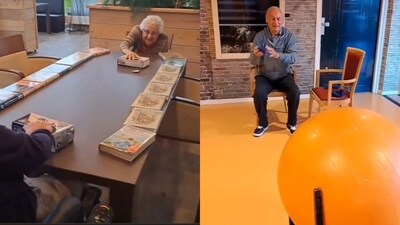 The image, taken from the Instagram video, captures elderly people playing games. (Instagram/@goodnewscorrespondent) The image, taken from the Instagram video, captures elderly people playing games. (Instagram/@goodnewscorrespondent)