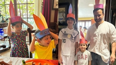 Kareena Kapoor, Saif Ali Khan, Jehangir Ali Khan, Taimur Ali Khan, Inaaya Naumi Kemmu, Kiaan and others celebrate Easter 2023. Kareena Kapoor, Saif Ali Khan, Jehangir Ali Khan, Taimur Ali Khan, Inaaya Naumi Kemmu, Kiaan and others celebrate Easter 2023.