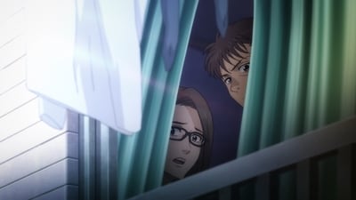 Tetsuo, the ever-resourceful husband, has a plan. He needs to dispose of Nobuto's body, and he decides to do it by cooking it. Kasen, who is just as cool-headed and supportive as ever, listens intently as he explains his method. (Tezuka Productions) Tetsuo, the ever-resourceful husband, has a plan. He needs to dispose of Nobuto's body, and he decides to do it by cooking it. Kasen, who is just as cool-headed and supportive as ever, listens intently as he explains his method. (Tezuka Productions)