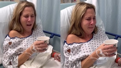 The image shows Jennifer Henderson’s reaction after she was able to smell coffee. (Instagram/@clevelandclinic) The image shows Jennifer Henderson’s reaction after she was able to smell coffee. (Instagram/@clevelandclinic)