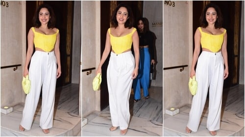 Nushrratt Bharuccha in a cropped corset and pants set. (HT Photo/Varinder Chawla) Nushrratt Bharuccha in a cropped corset and pants set. (HT Photo/Varinder Chawla)