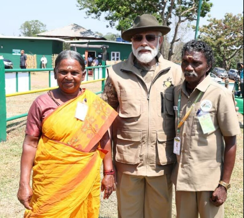 PM Modi with Bomman-Bellie couple (ANI) PM Modi with Bomman-Bellie couple (ANI)