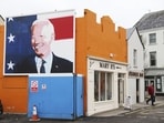 A mural of President Joe Biden adorns the side of a shop in Ballina, Ireland,