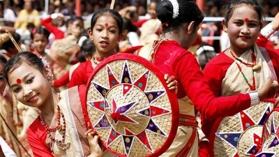 One of the most integral parts of Rongali Bihu is the dance where men and women in traditional clothes dance to the beats of dhol, pepa, and gogona.&nbsp; (AP)