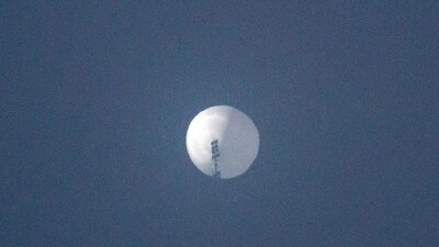 A suspected Chinese spy balloon in the sky over Billings, Montana, US, on February 1. (AFP) A suspected Chinese spy balloon in the sky over Billings, Montana, US, on February 1. (AFP)